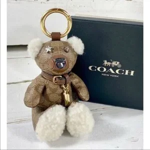 Coach | Accessories | Coach Leather Logo Bear Bag Charm